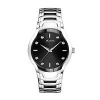 Men's Bulova Diamond Accent Watch with Black Dial (Model: 96D117)|Peoples Jewellers