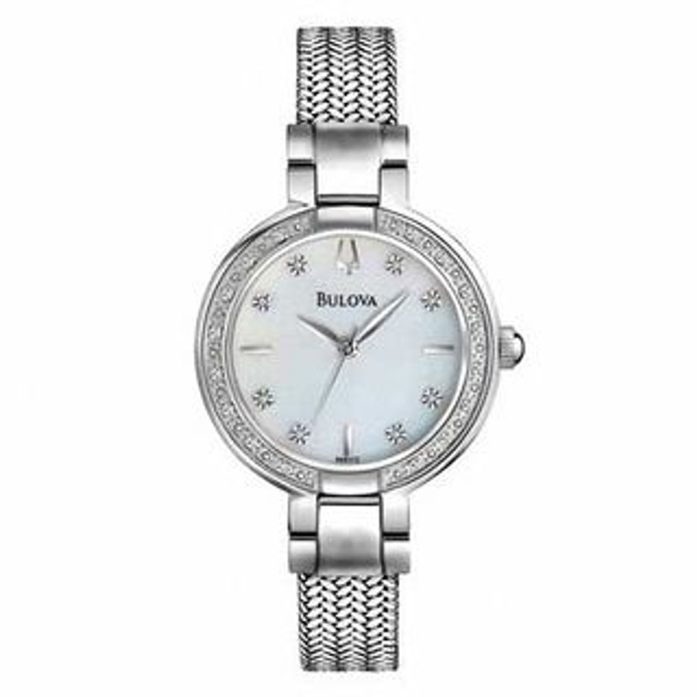 Ladies' Bulova Diamond Accent Watch with Mother-of-Pearl Dial (Model: 96R177)|Peoples Jewellers