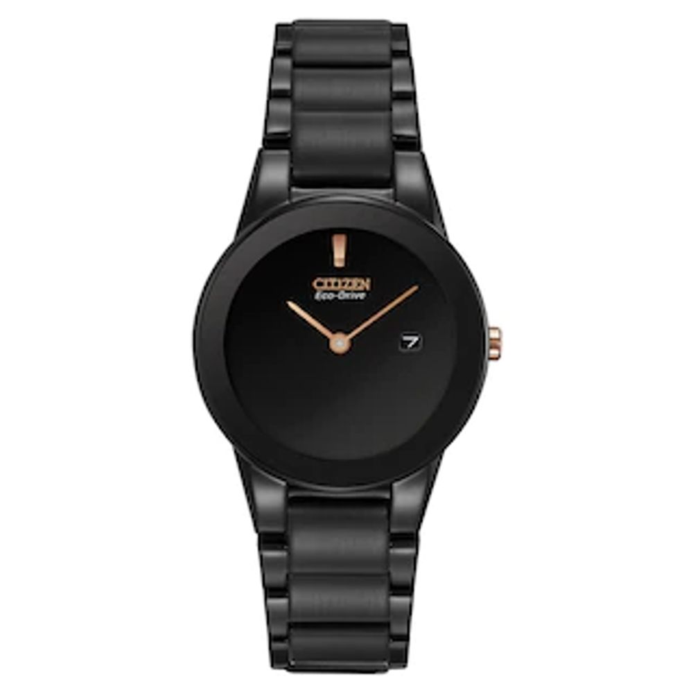 Ladies' Citizen Eco-Drive® Black IP Stainless Steel Watch with Black Dial (Model: GA1055-57F)|Peoples Jewellers