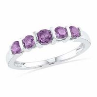 Amethyst Five Stone Band in 10K White Gold|Peoples Jewellers