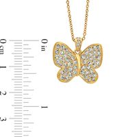 AVA Nadri Crystal Butterfly Pendant in Brass with 18K Gold Plate - 16"|Peoples Jewellers