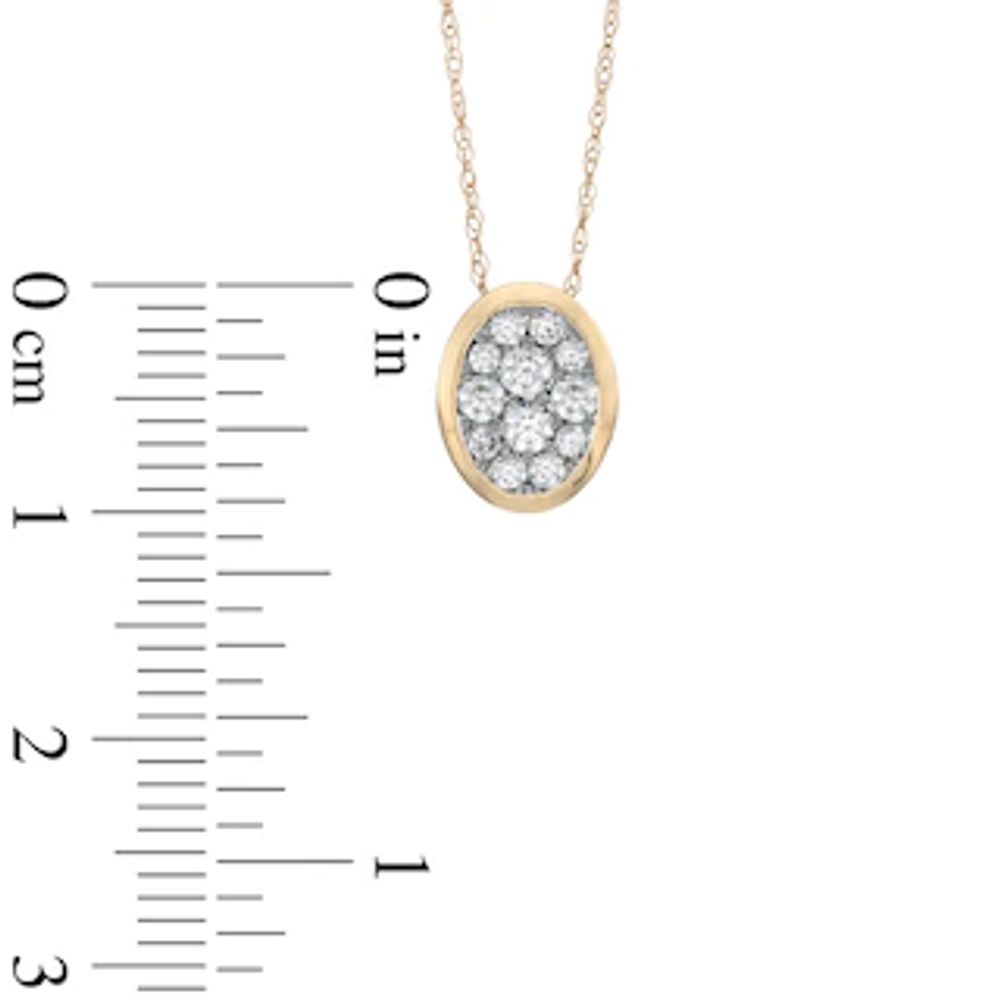 0.33 CT. T.W. Diamond Oval Cluster Pendant in 10K Gold|Peoples Jewellers