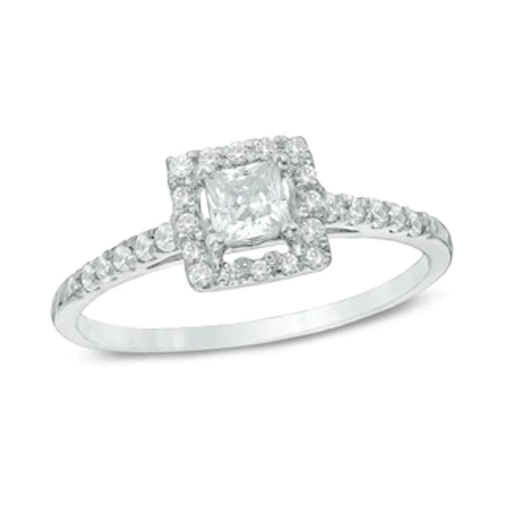 0.45 CT. T.W. Princess-Cut Diamond Frame Engagement Ring in 10K White Gold|Peoples Jewellers