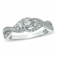 0.58 CT. T.W. Diamond Three Stone Twist Ring in 10K White Gold|Peoples Jewellers