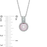 7.5-8.0mm Pink Freshwater Cultured Pearl and Lab-Created White Sapphire Pendant in Sterling Silver|Peoples Jewellers