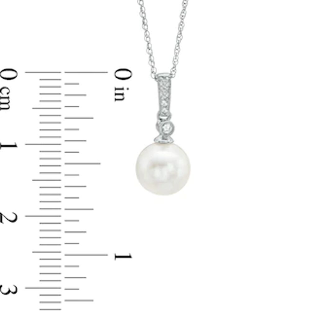 7.5-8.0mm Freshwater Cultured Pearl and Lab-Created White Sapphire Pendant in 10K White Gold|Peoples Jewellers