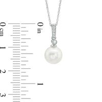 7.5-8.0mm Freshwater Cultured Pearl and Lab-Created White Sapphire Pendant in 10K White Gold|Peoples Jewellers