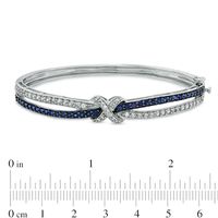 Lab-Created Blue and White Sapphire Bangle in Sterling Silver|Peoples Jewellers