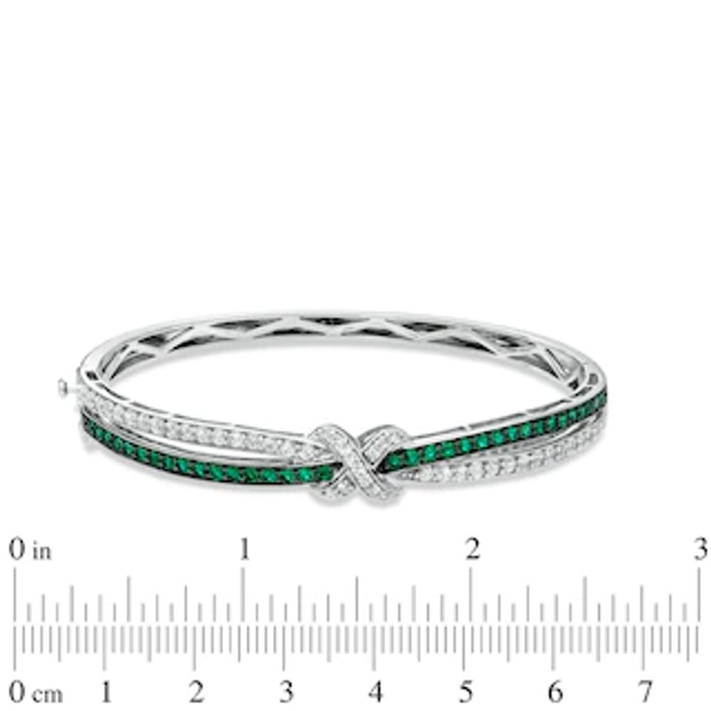 Lab-Created Emerald and White Sapphire Bangle in Sterling Silver|Peoples Jewellers