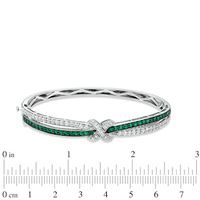 Lab-Created Emerald and White Sapphire Bangle in Sterling Silver|Peoples Jewellers