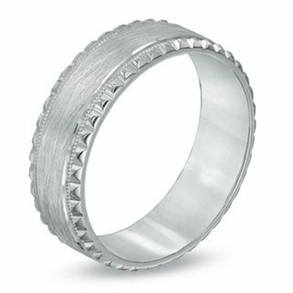 Men's 7.0mm Wedding Band in 10K White Gold - Size 10|Peoples Jewellers