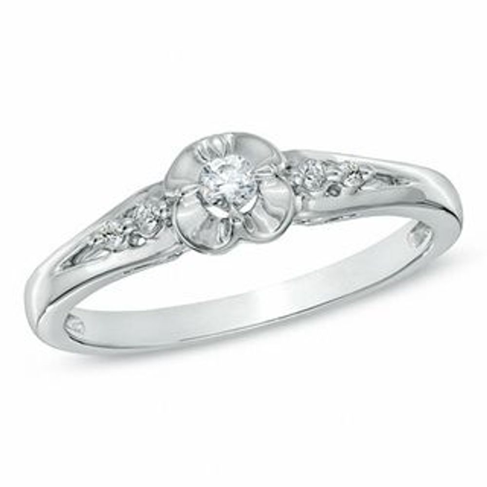 0.25 CT. T.W. Princess-Cut Diamond Cluster Promise Ring in 10K White Gold|Peoples Jewellers