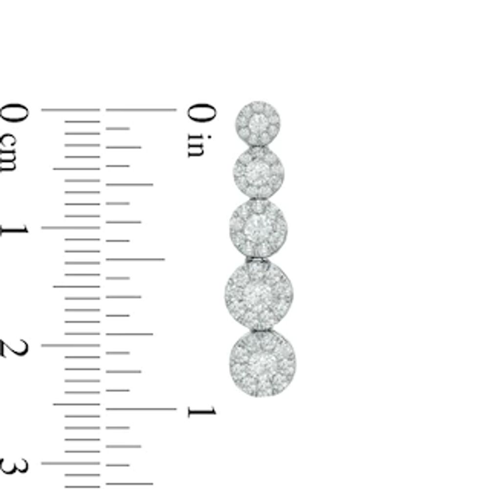 1.25 CT. T.W. Diamond Cluster Graduating Drop Earrings in 10K White Gold|Peoples Jewellers