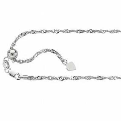 Ladies' 1.5mm Adjustable Singapore Chain Necklace in Sterling Silver - 22"|Peoples Jewellers