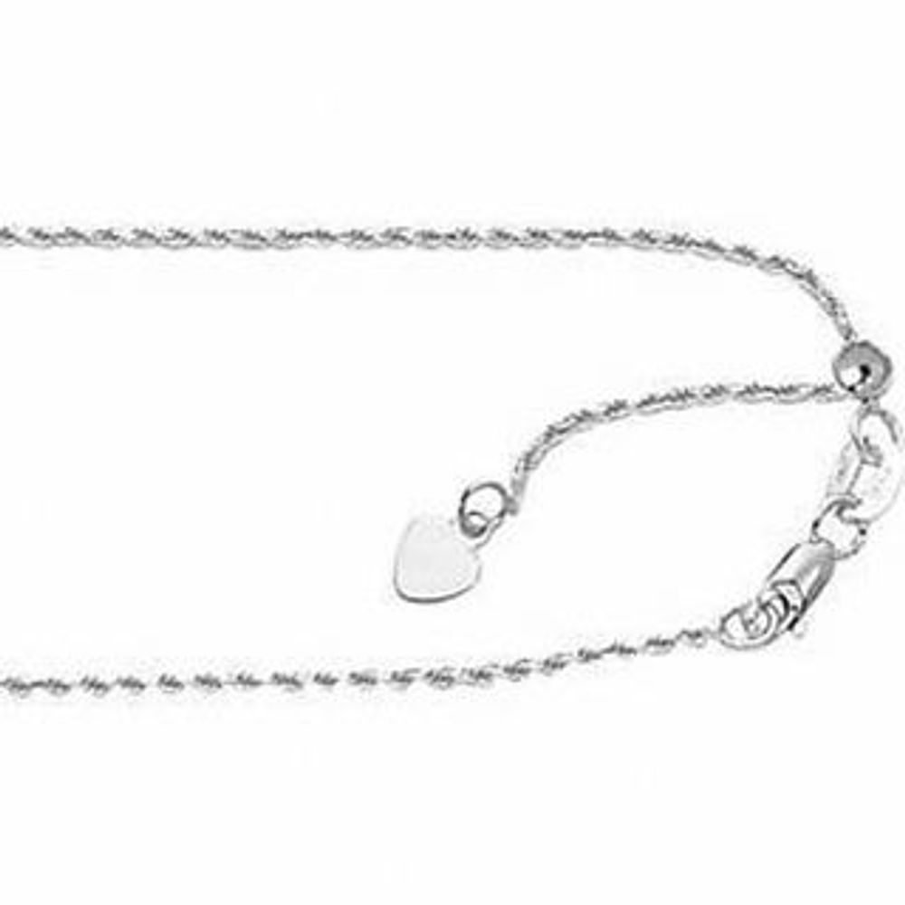 1.1mm Adjustable Rope Chain Necklace in 10K White Gold - 22"|Peoples Jewellers