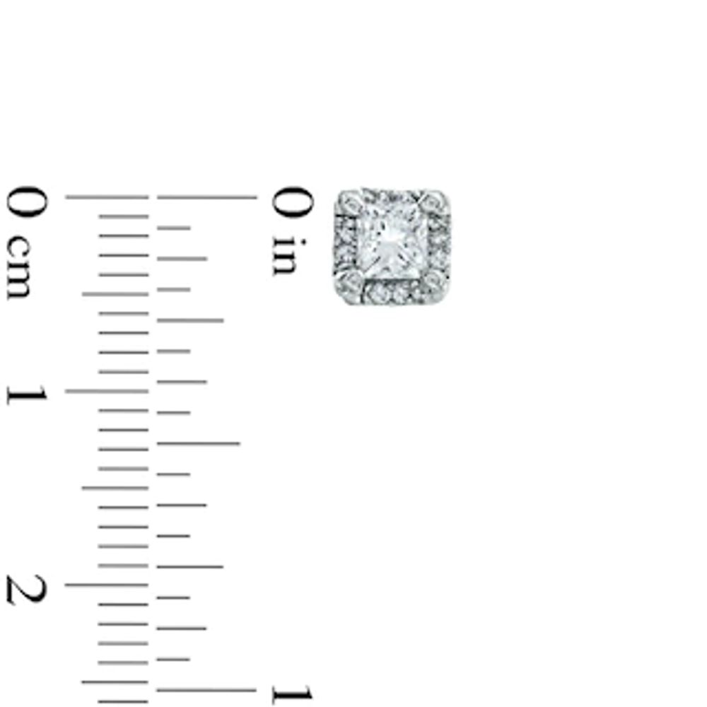 0.80 CT. T.W. Princess-Cut Diamond Frame Stud Earrings in 10K White Gold|Peoples Jewellers