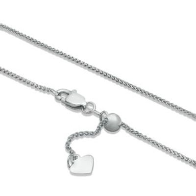 Adjustable 1.0mm Wheat Chain Necklace in 14K White Gold - 22"|Peoples Jewellers