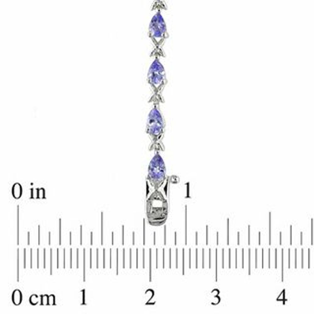 Pear-Shaped Tanzanite and "X" Link Alternating Line Bracelet in Sterling Silver|Peoples Jewellers