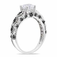 6.0mm White Lab-Created Sapphire and 0.23 CT. T.W. Black Diamond Engagement Ring in 10K White Gold|Peoples Jewellers