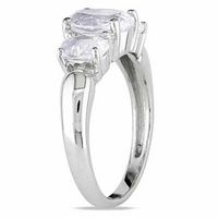 Oval White Lab-Created Sapphire Three Stone Ring in Sterling Silver|Peoples Jewellers