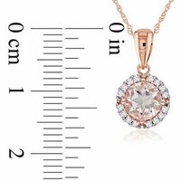 6.0mm Morganite and Diamond Accent Frame Pendant in 10K Rose Gold - 17"|Peoples Jewellers