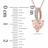 7.0mm Heart-Shaped Morganite and Diamond Accent Pendant in 10K Rose Gold - 17"|Peoples Jewellers