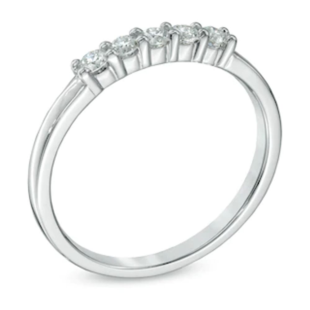 0.25 CT. T.W. Certified Canadian Diamond Five Stone Anniversary Band in 14K White Gold (I/I2)|Peoples Jewellers