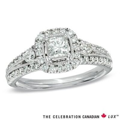 Celebration Canadian Lux® CT. T.W. Diamond Frame Engagement Ring in 18K Gold (I/SI2)|Peoples Jewellers