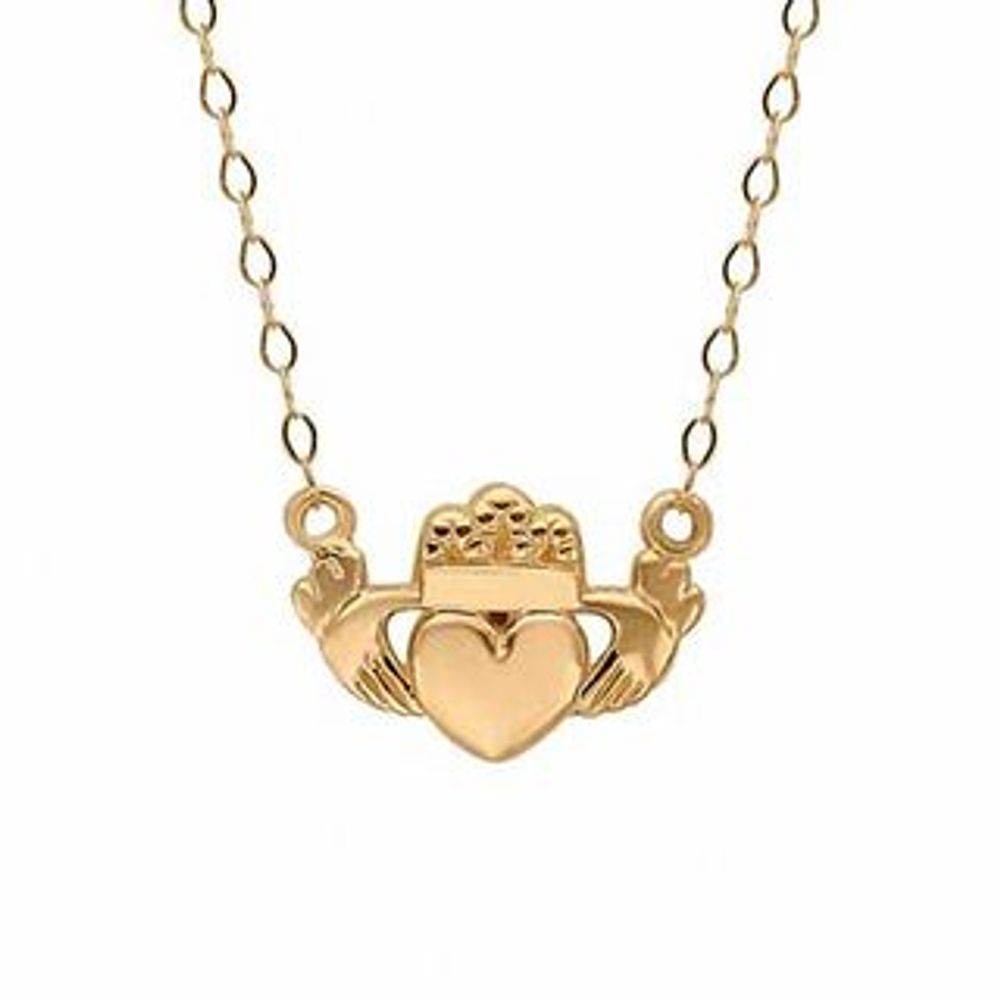 TEENYTINY™ Claddagh Necklace in 10K Gold - 17"|Peoples Jewellers