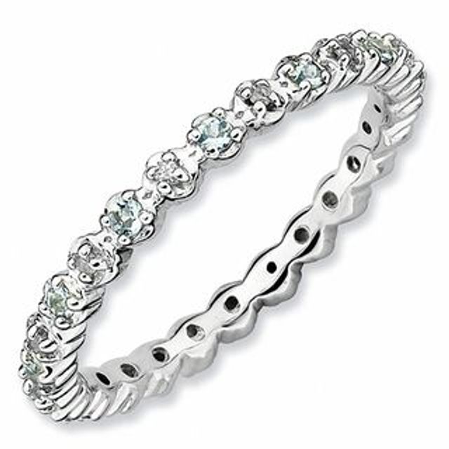 Stackable Expressions™ Aquamarine and Diamond Accent Eternity Band in Sterling Silver|Peoples Jewellers