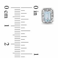 Emerald-Cut Aquamarine and Diamond Accent Stud Earrings in Sterling Silver|Peoples Jewellers