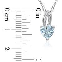 7.0mm Heart-Shaped Aquamarine and Diamond Accent Pendant in Sterling Silver|Peoples Jewellers