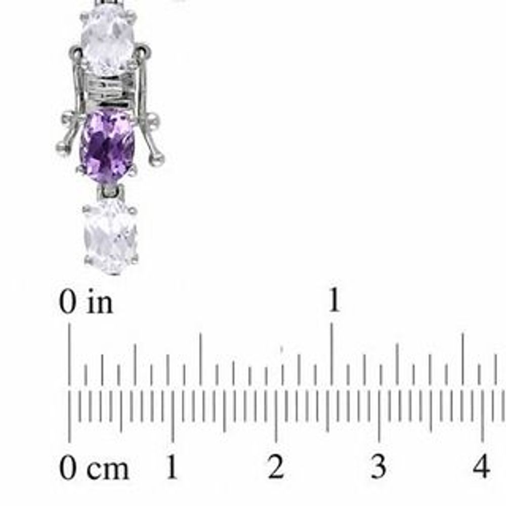 Oval Amethyst and White Lab-Created Sapphire Bracelet in Sterling Silver - 7.25"|Peoples Jewellers