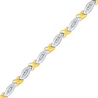 0.25 CT. T.W. Baguette Diamond "X" Station Bracelet in 10K Two-Tone Gold|Peoples Jewellers