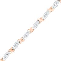 0.25 CT. T.W. Baguette Diamond "X" Bracelet in 10K Two-Tone Gold|Peoples Jewellers