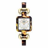 Ladies' ESQ Movado Status Tortoise-Pattern Gold-Tone Bangle Watch with Square Silver-Tone Dial (Model: 07101422)|Peoples Jewellers