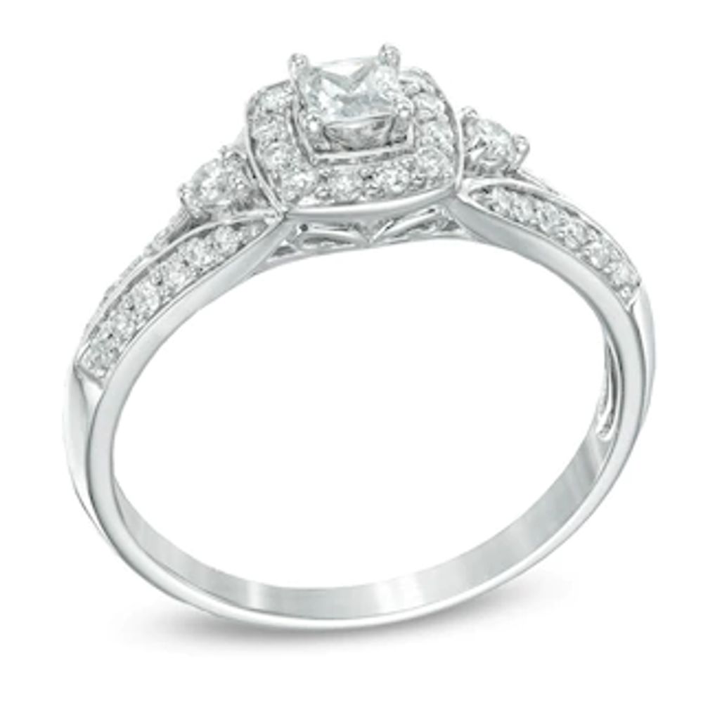 0.50 CT. T.W. Princess-Cut Diamond Frame Engagement Ring in 14K White Gold|Peoples Jewellers