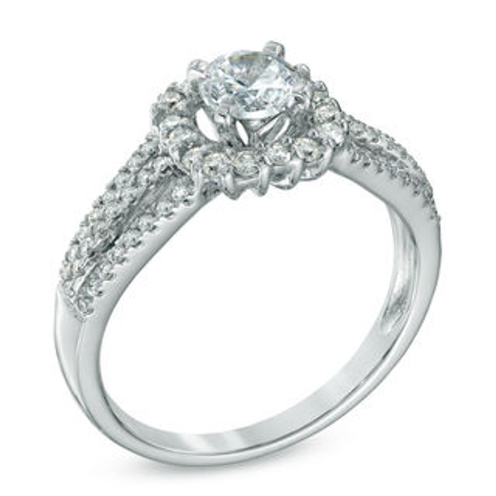 1.00 CT. T.W. Certified Canadian Diamond Split Shank Engagement Ring in 14K White Gold (I/I1)|Peoples Jewellers