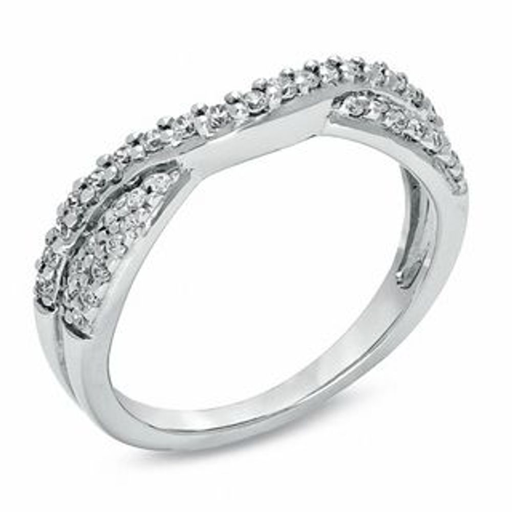 0.33 CT. T.W. Diamond Pavé Double Twist Contour Band in 14K White Gold|Peoples Jewellers