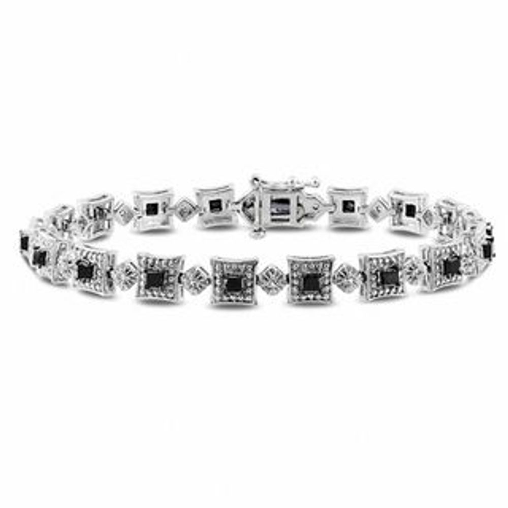 2.00 CT. T.W. Enhanced Black and White Diamond Frame Bracelet in Sterling Silver|Peoples Jewellers