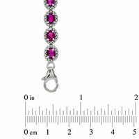 Oval Lab-Created Ruby and 0.075 CT. T.W. Diamond Bracelet in Sterling Silver - 7.5"|Peoples Jewellers