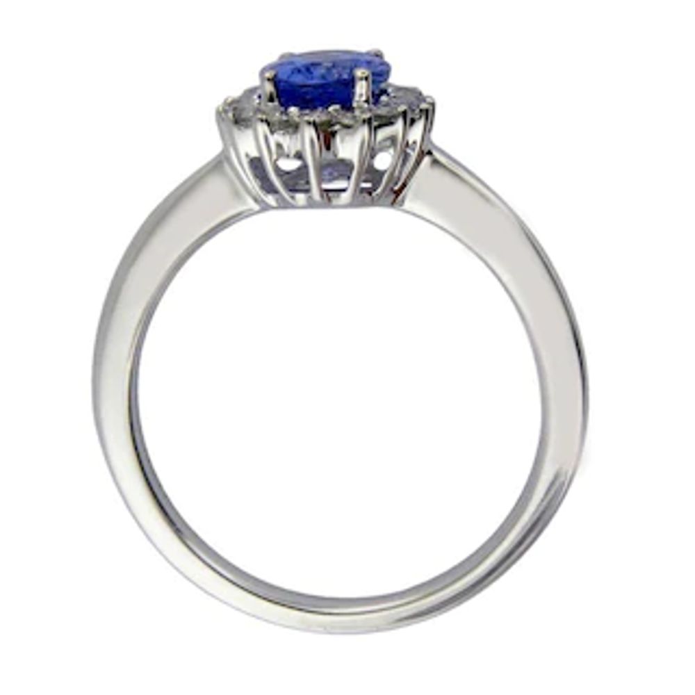 Oval Tanzanite and 0.25 CT. T.W. Diamond Ring in 10K White Gold|Peoples Jewellers