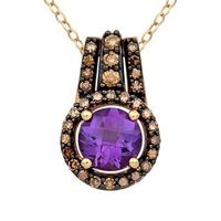 7.0mm Amethyst and 0.35 CT. T.W. Enhanced Champagne Diamond Pendant in 10K Gold|Peoples Jewellers