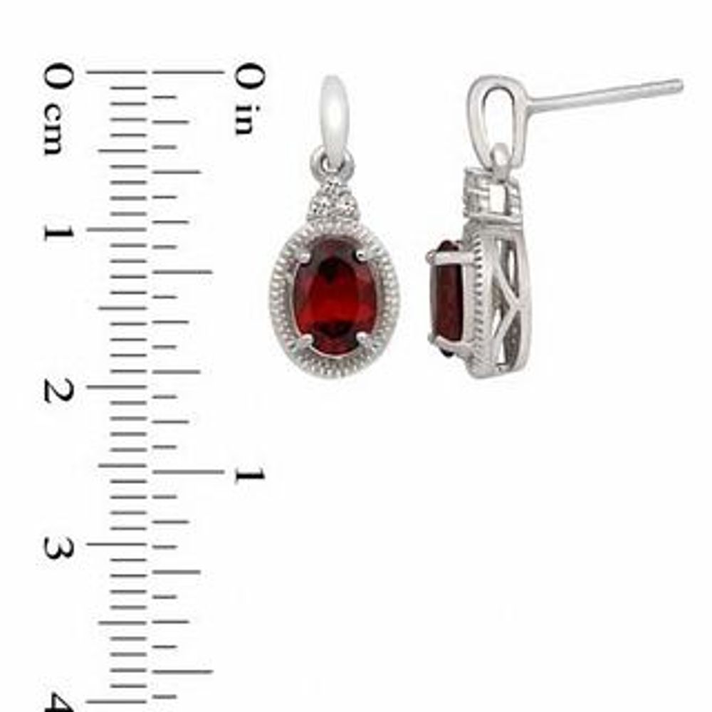 Oval Garnet and Lab-Created White Sapphire Pendant and Earrings Set in Sterling Silver|Peoples Jewellers