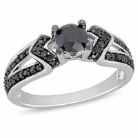 0.98 CT. T.W. Black Diamond Engagement Ring in Sterling Silver|Peoples Jewellers