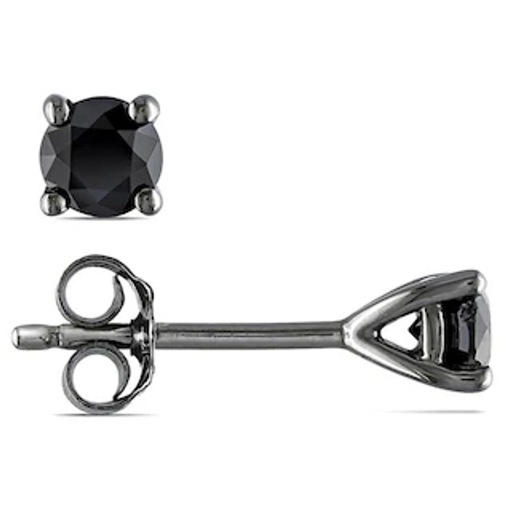 0.50 CT. T.W. Black Diamond Solitaire Earrings in Sterling Silver|Peoples Jewellers