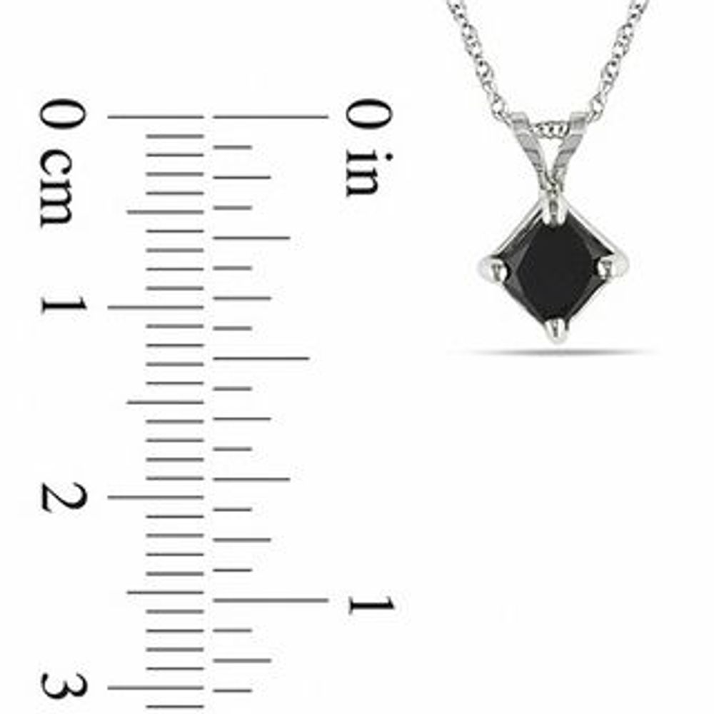 1.00 CT. Black Princess-Cut Diamond Solitaire Pendant in 10K White Gold - 17"|Peoples Jewellers