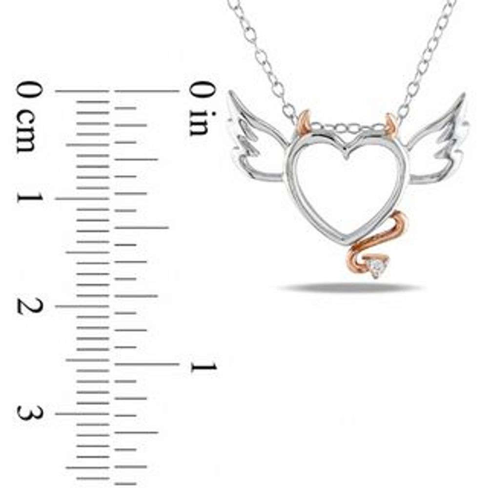 Diamond Accent Devil Heart with Wings Pendant in Sterling Silver|Peoples Jewellers