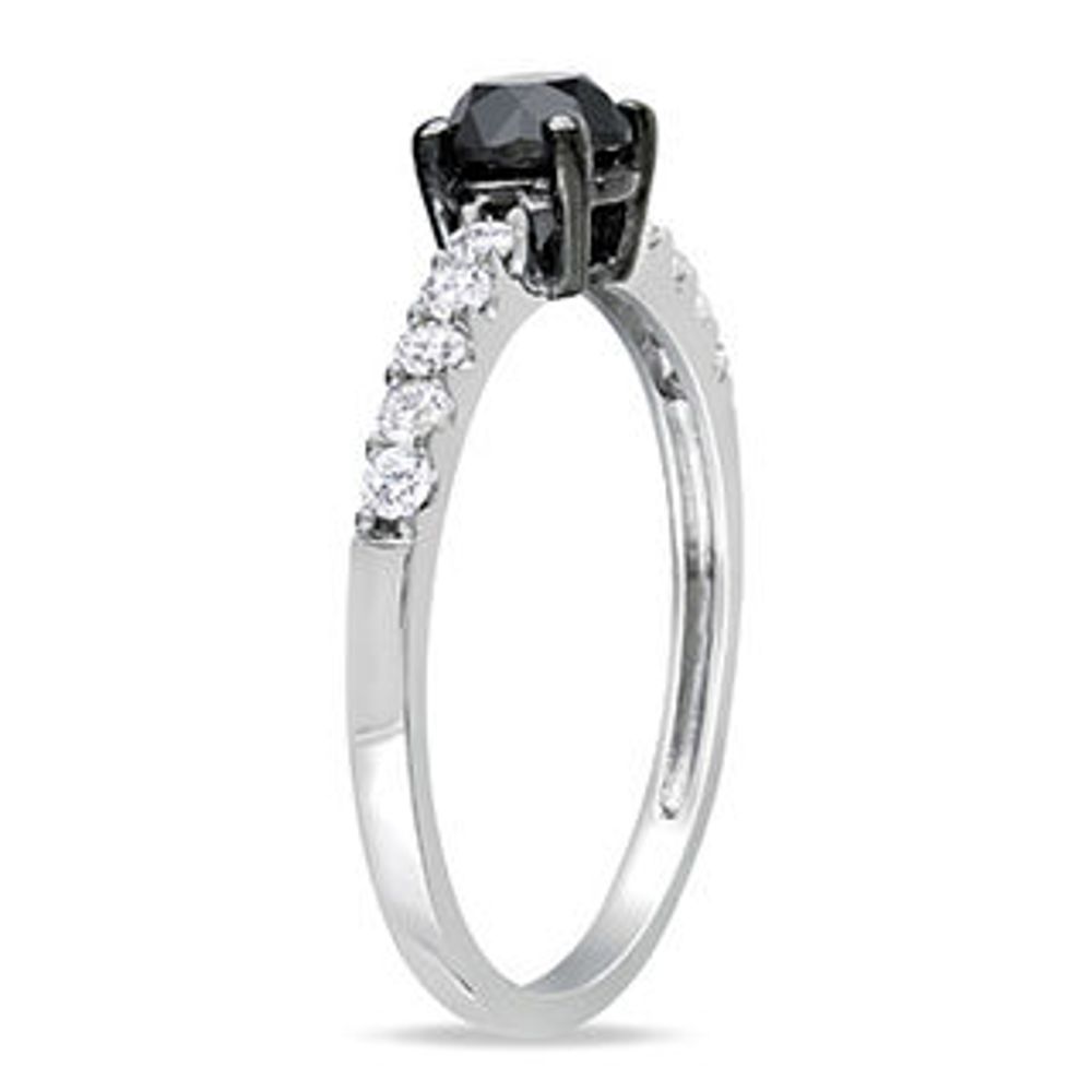 1.00 CT. T.W. Black and White Diamond Engagement Ring in 10K White Gold|Peoples Jewellers