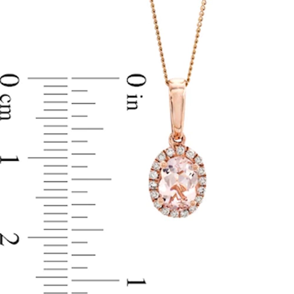 Oval Morganite and 0.09 CT. T.W. Diamond Frame Pendant in 10K Rose Gold|Peoples Jewellers